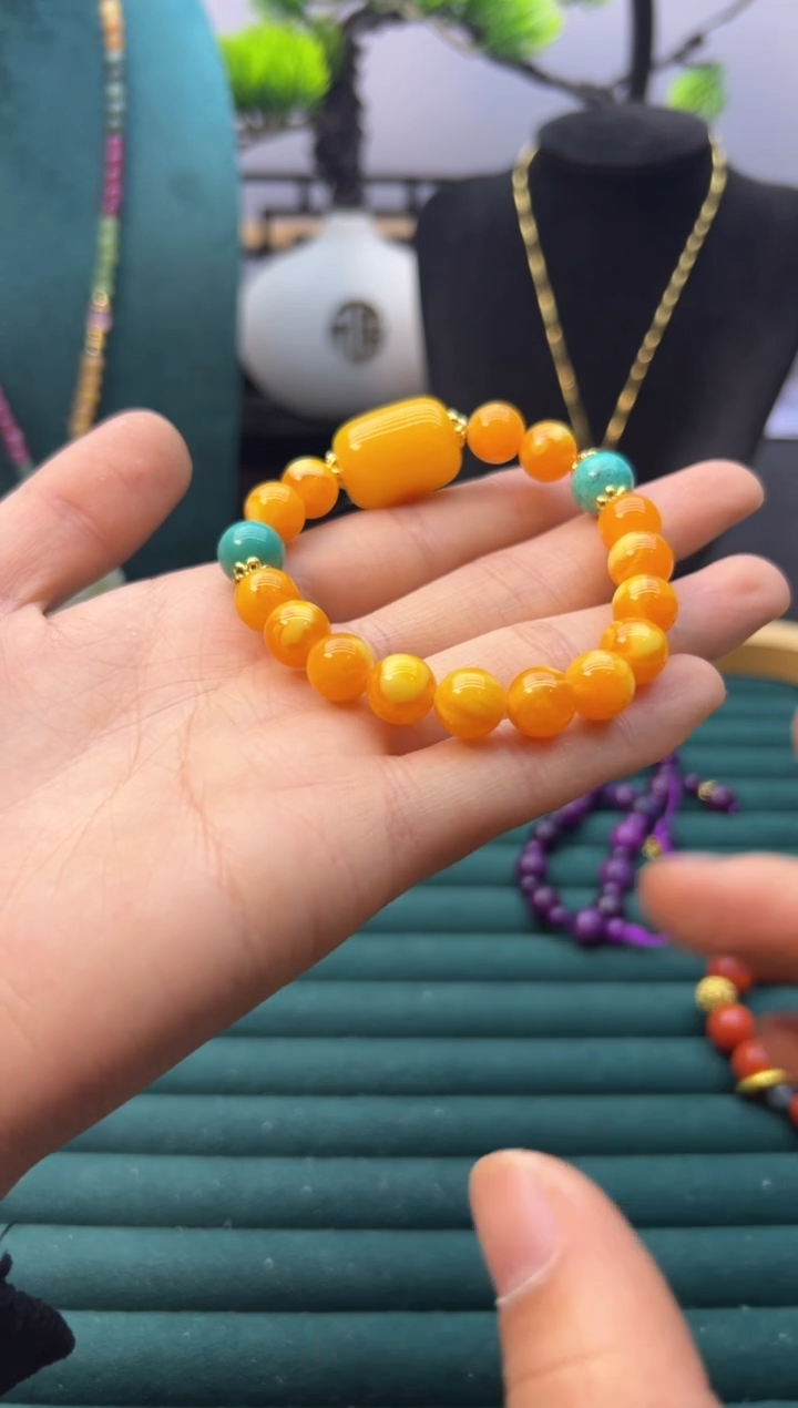 【闪购商品】蜜蜡手链14K金镶嵌S366