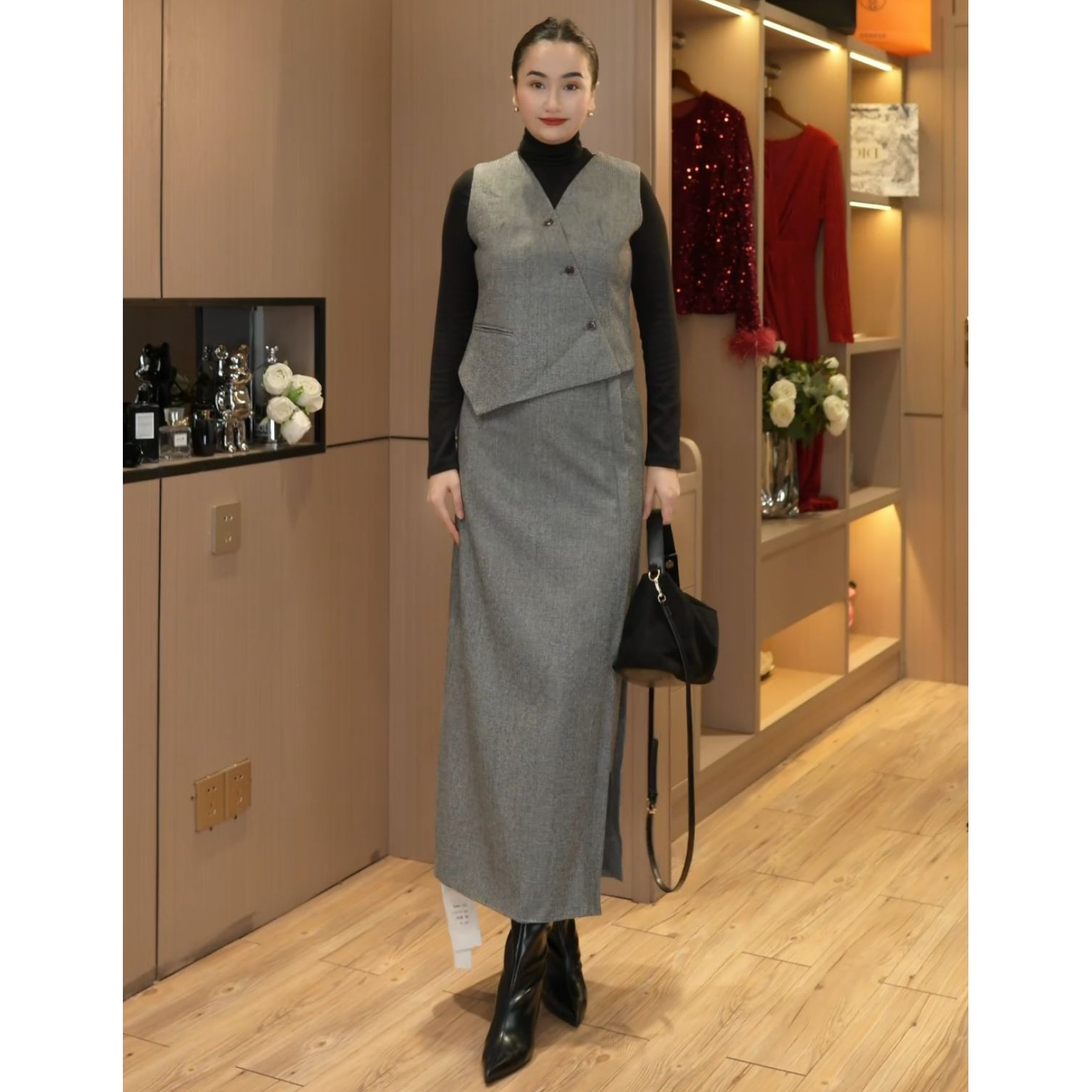 格子呢子套装裙（娜姐推荐）长袖气质秋冬时尚