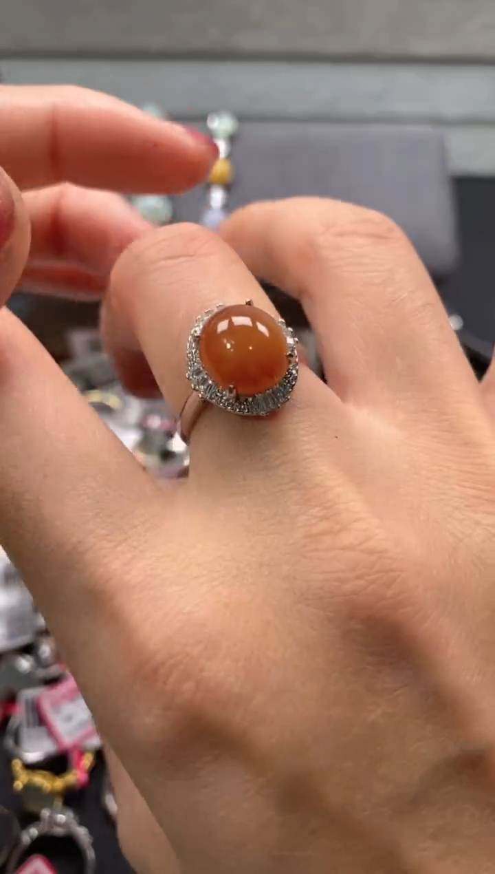 【闪购商品】翡翠戒指银S925镶嵌222222222   8