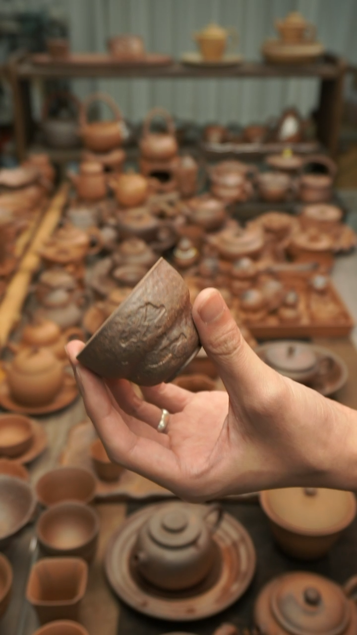 原矿老岩泥精工  祥云葫芦杯