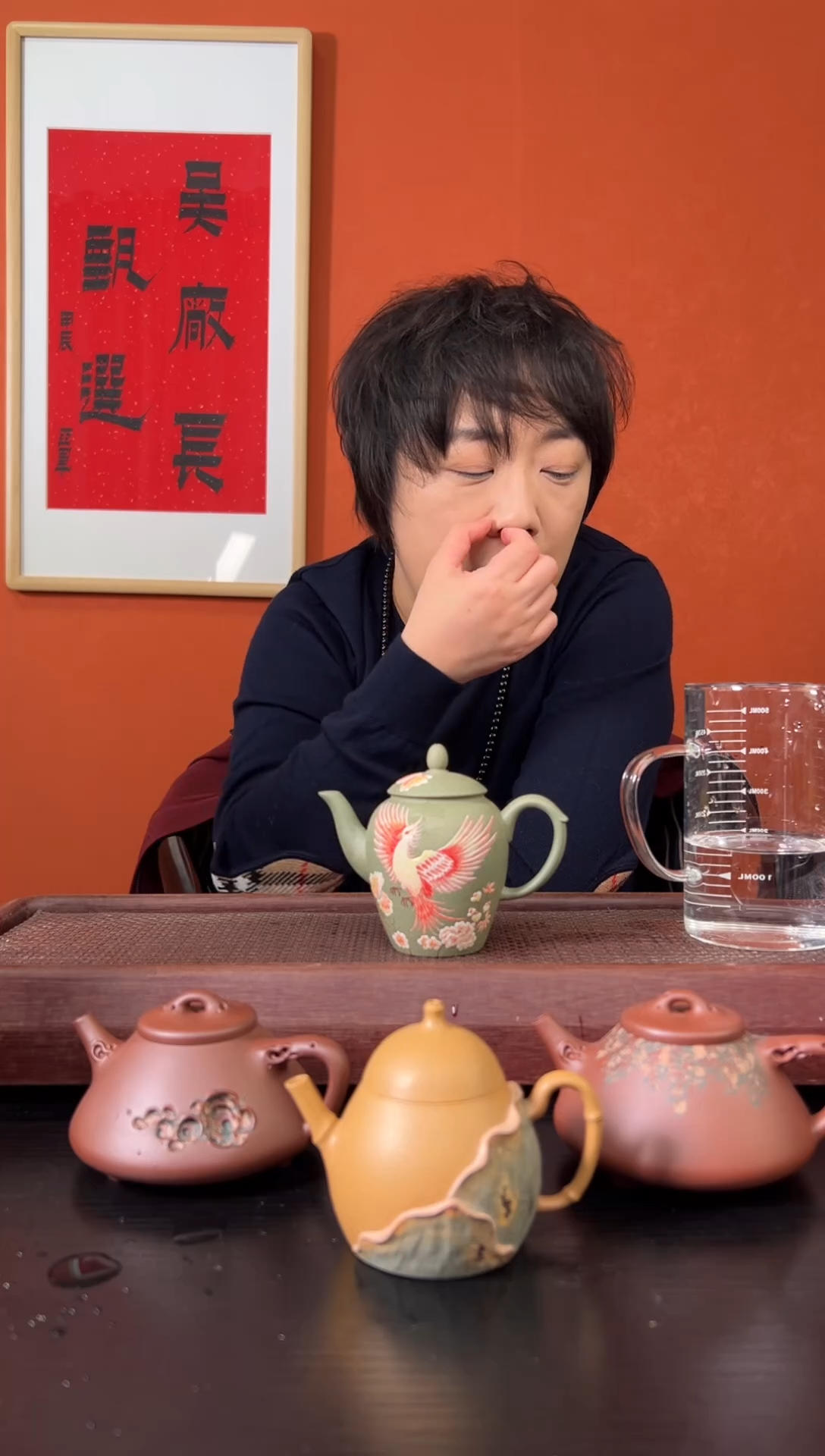 茶壶紫砂豆青砂 凤凰 泥绘