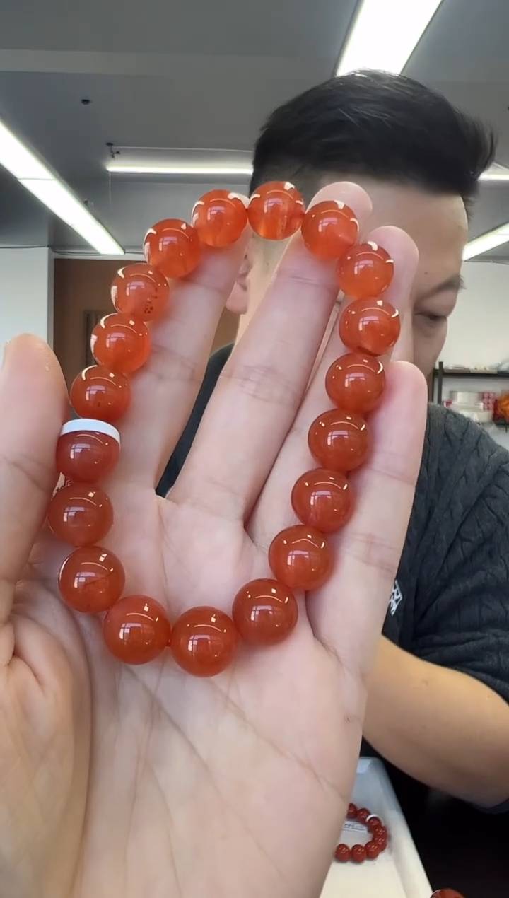 未镶嵌手链南红玛瑙A5柿子红色南红手串10mm+