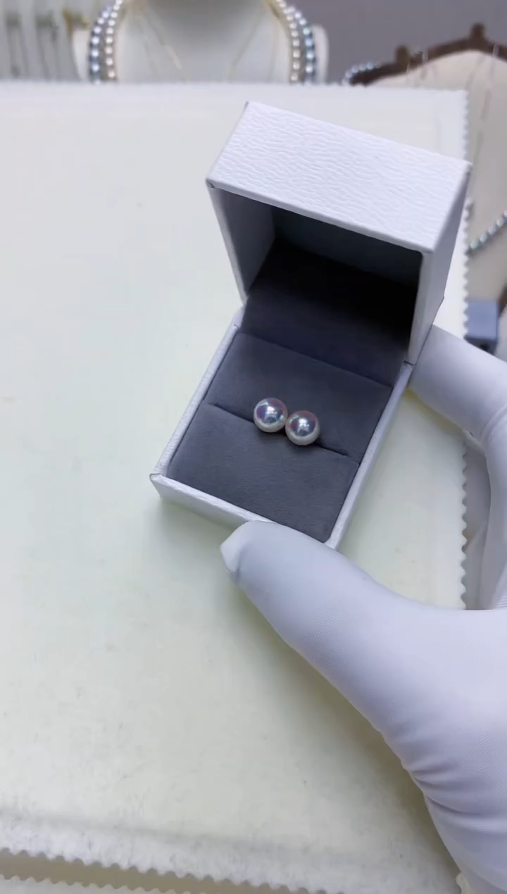 【闪购商品】海水珍珠饰品18K金镶嵌8.5-9素钉定制