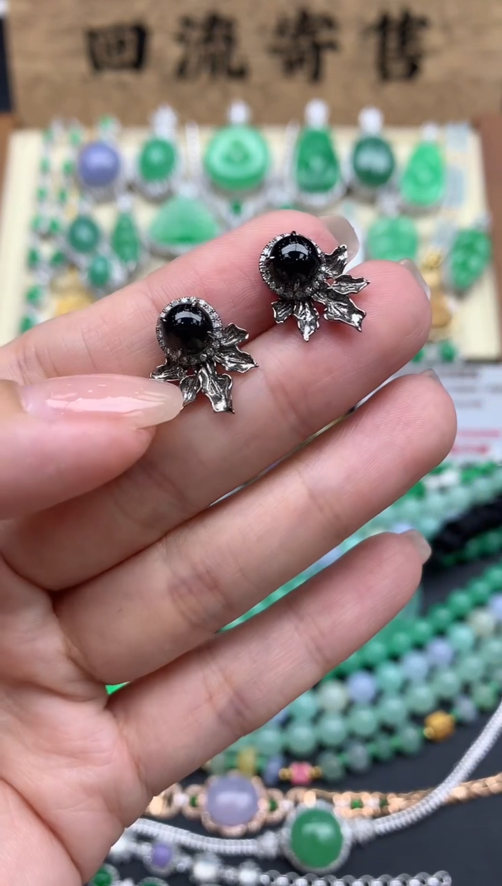 【闪购商品】翡翠耳饰18K金镶嵌394-中国好珍宝