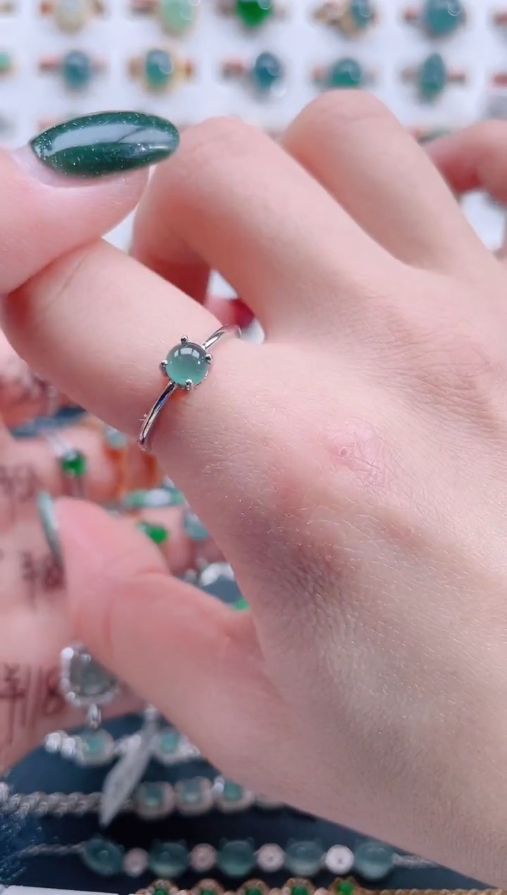 银S925镶嵌戒指翡翠天然翡翠