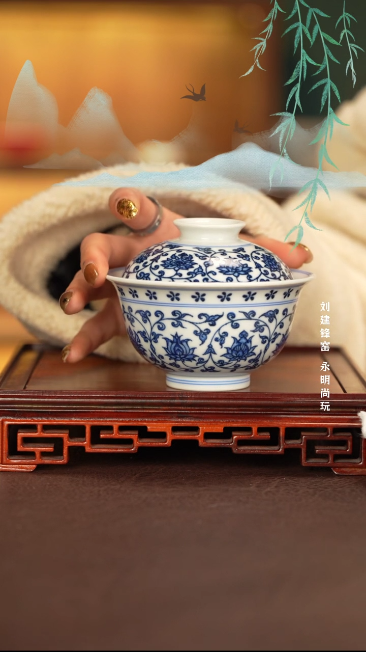 【闪购商品】盖碗景德镇手工手绘陶瓷