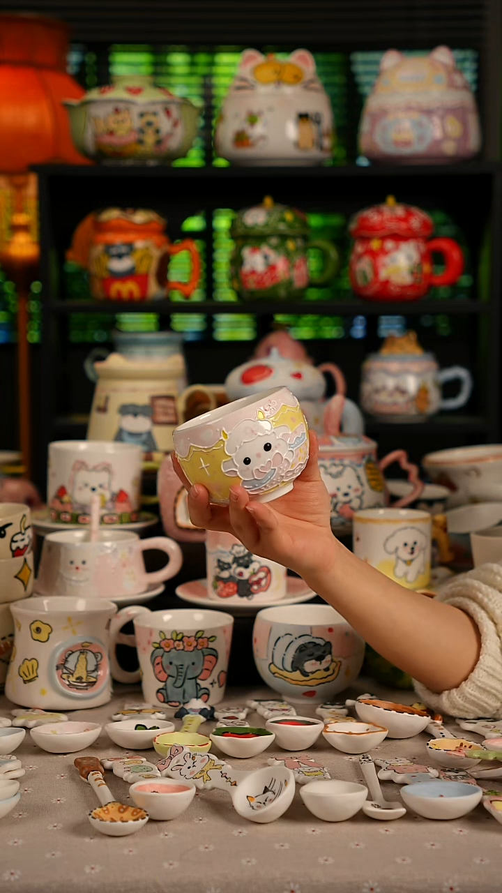 陶瓷无盖款景德镇高温釉下彩纯手绘创意瓷