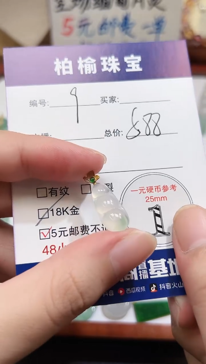 颈饰18K金镶嵌翡翠?**夏9豆子