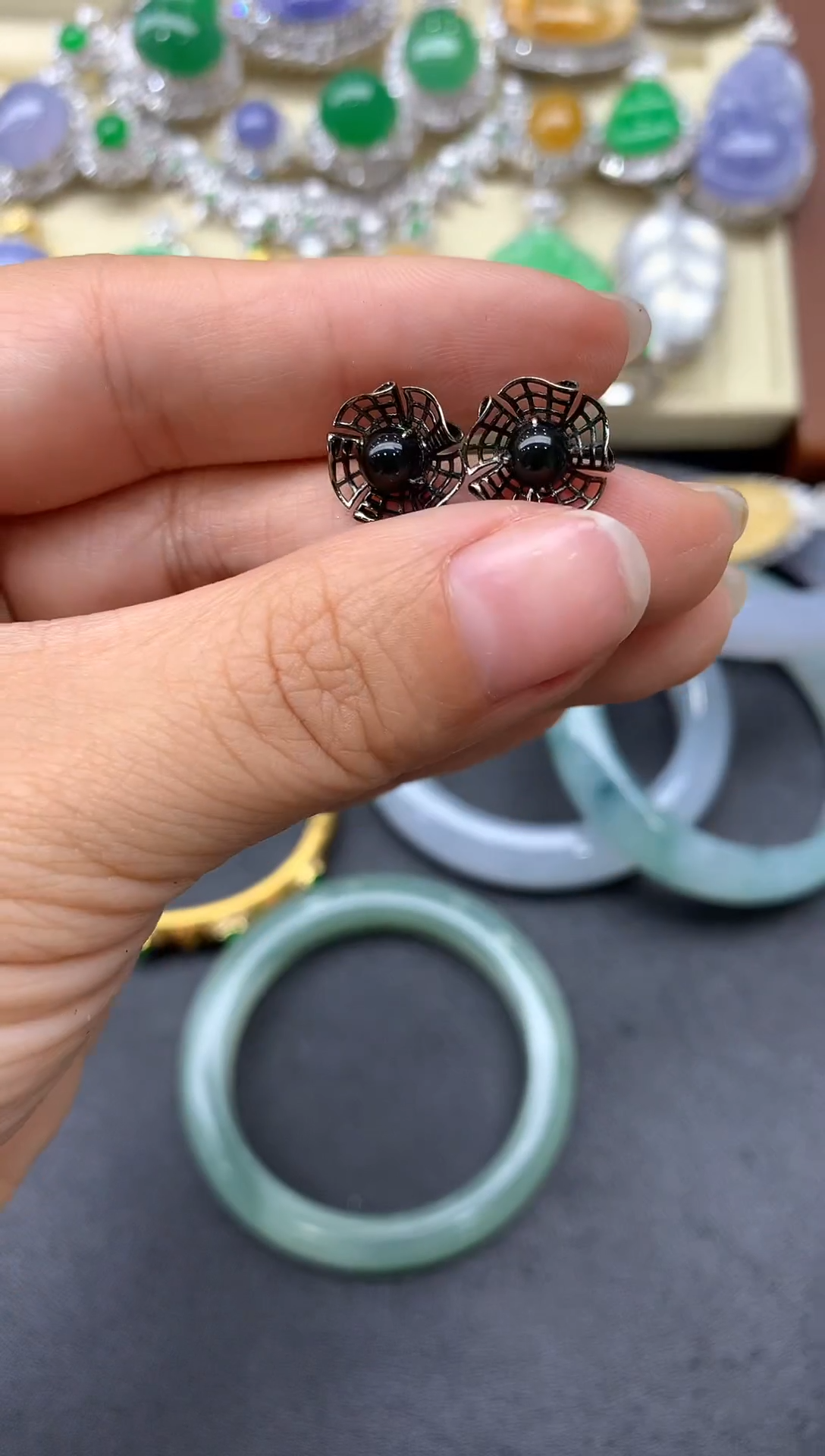 【闪购商品】翡翠耳饰18K金镶嵌415-中国好珍宝