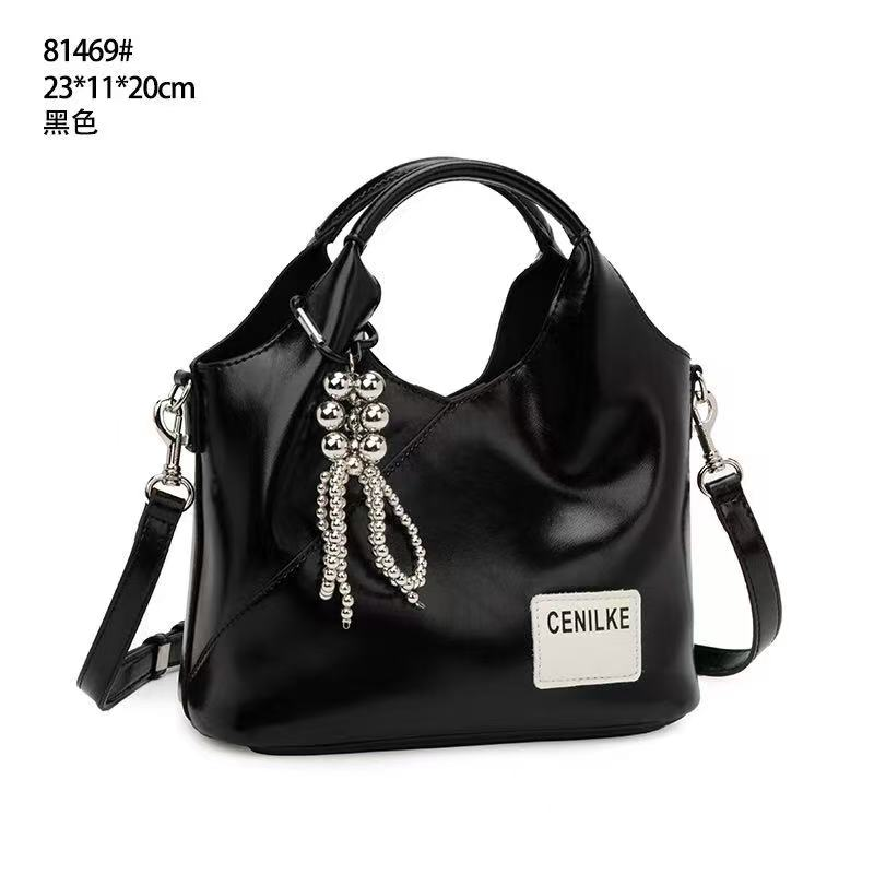 【广州特特】QYX-81469-黑色时尚经典通勤拼色女士百搭中号肩包