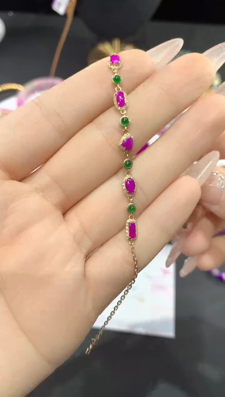 苏纪石（舒俱来）18K金镶嵌.手链