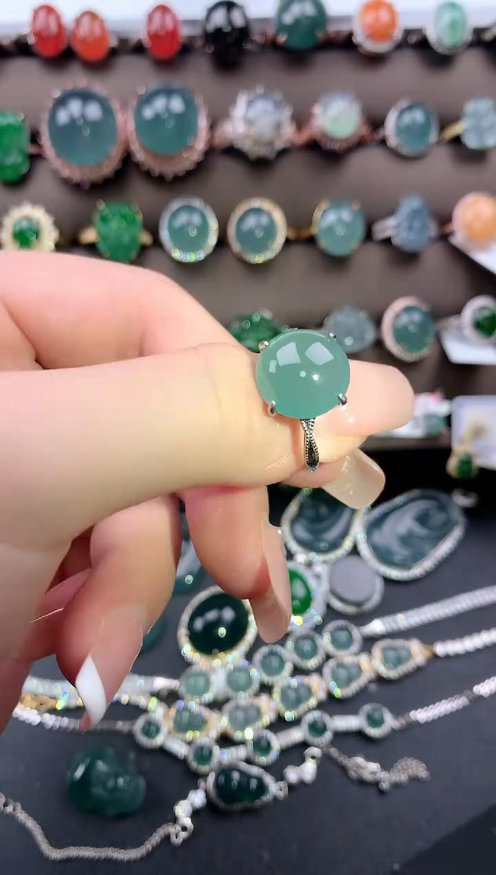 【闪购商品】翡翠戒指银S925镶嵌52141412