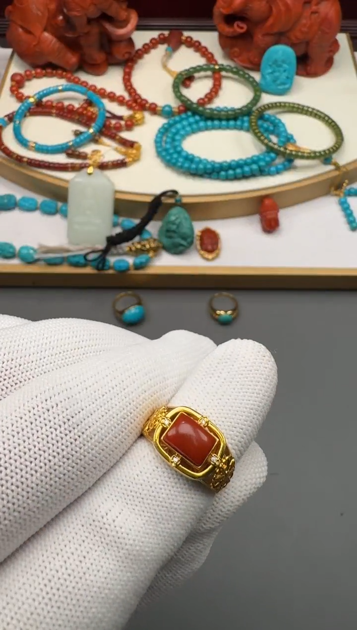 18K金镶嵌配饰南红玛瑙复***~1111