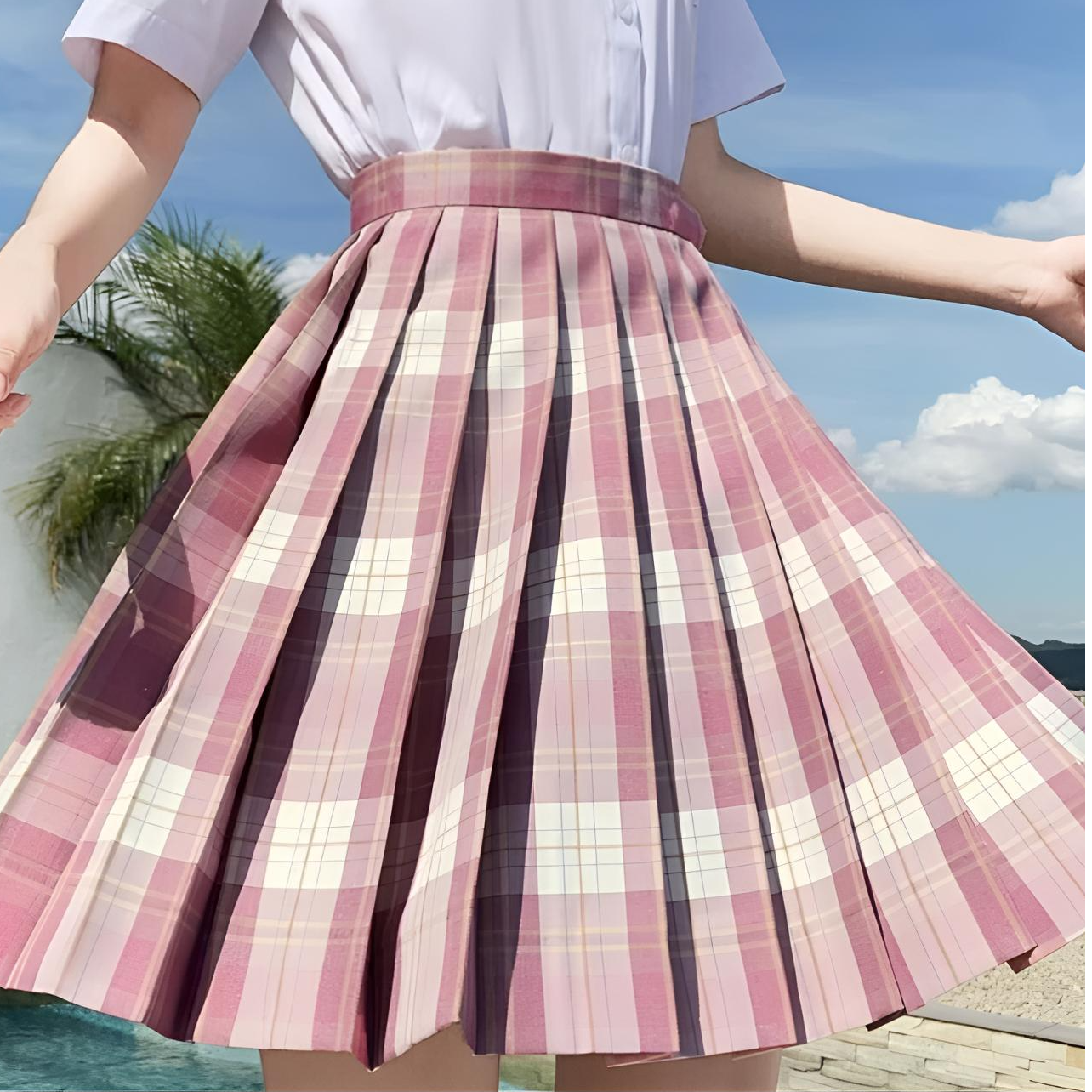 甜妹JK裙显瘦百搭夏季学生学院风格子日系格裙网红白色时尚春夏
