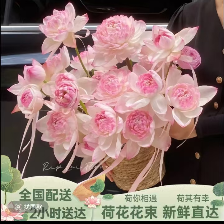 [全国同城配送】好运连连夏日荷花花束送女友送对象浪漫同城花束