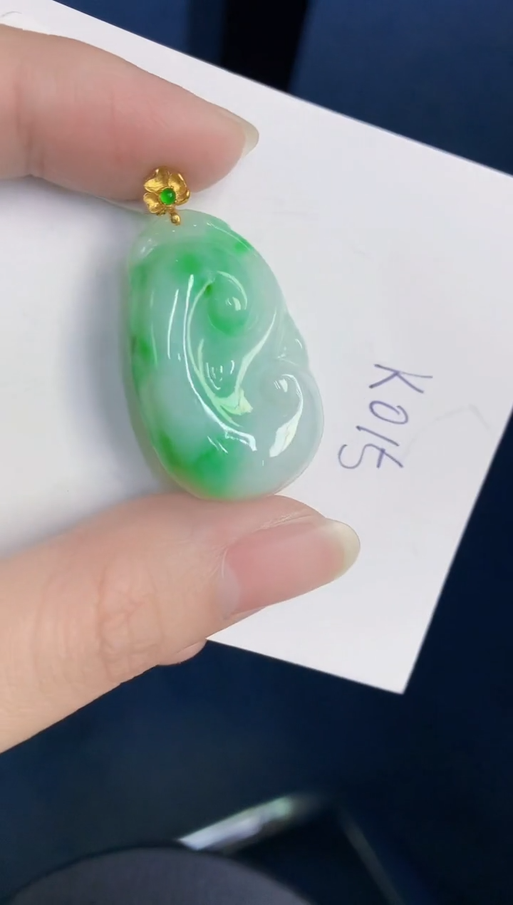 颈饰18K金镶嵌翡翠天然翡翠缅甸A货