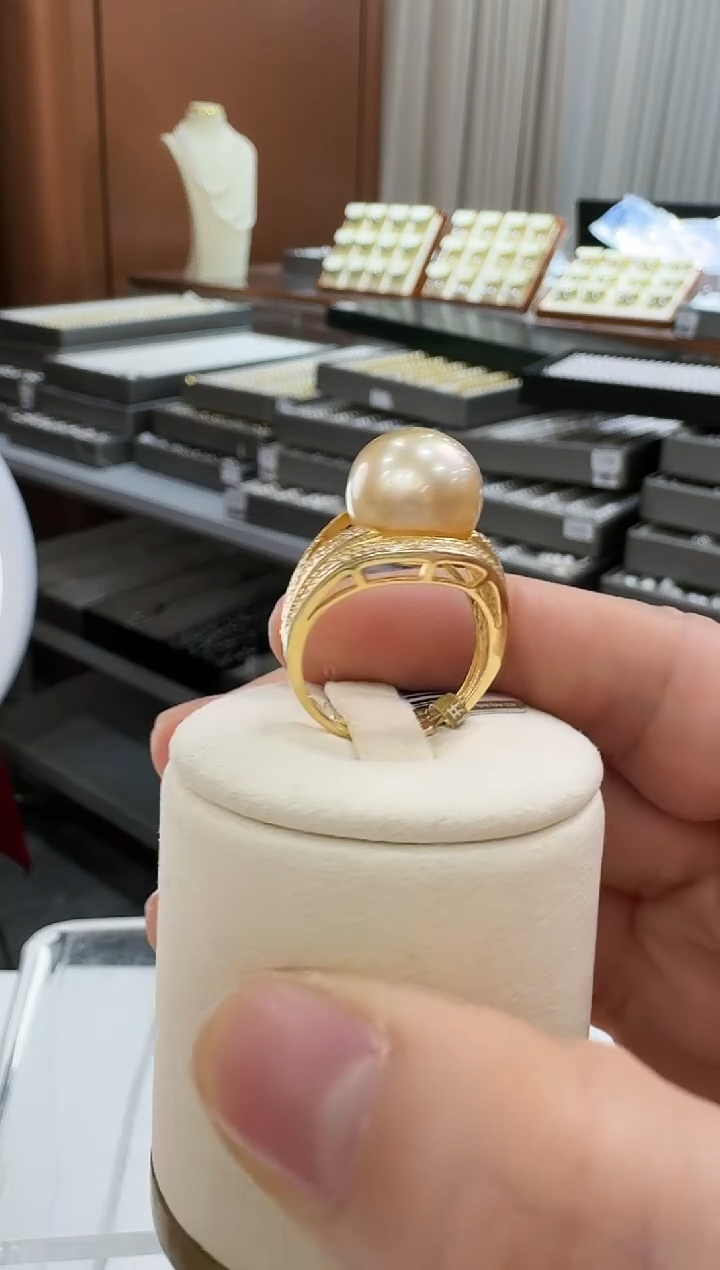 【闪购商品】海水珍珠NN银S925镶嵌12-13金珠戒指@@C1291