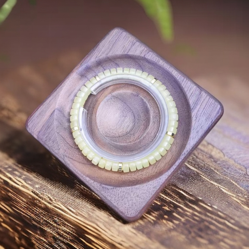 【仟禧珠宝】天然玉石 124 新疆料蜂蜜水黄算盘 7mm