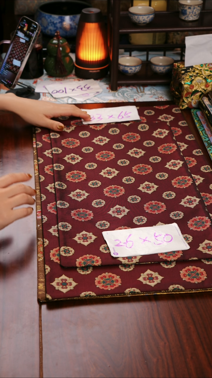 【琵琶宝相花双面】中国风干泡织锦茶席26*50