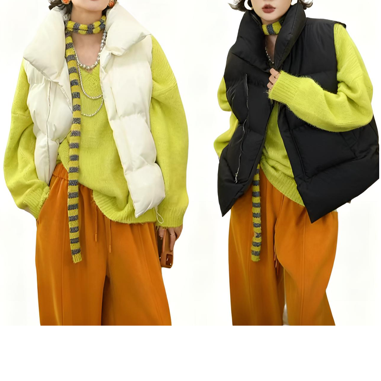 EH坎肩常规款短款立领厚款免烫马夹拼色撞色保暖加厚W4329