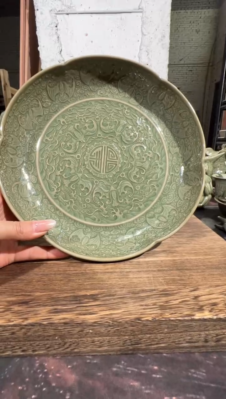 微瑕耀州窑百福盘