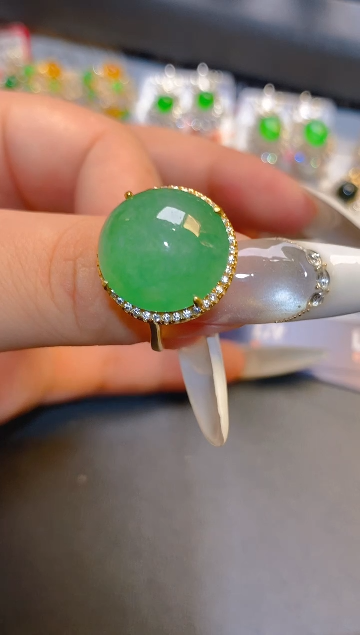 翡翠银S925镶嵌耳饰天然