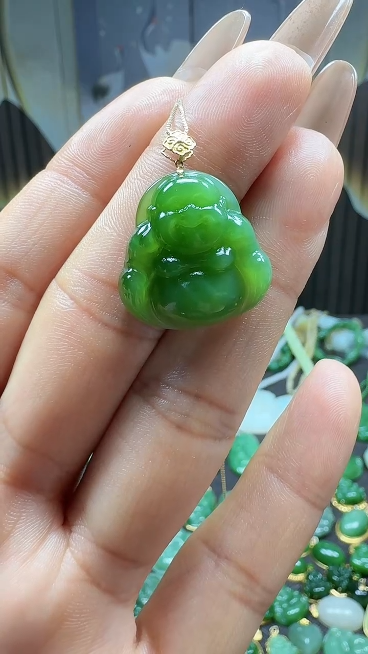 【闪购商品】和田玉吊坠(不含链)18K金镶嵌1