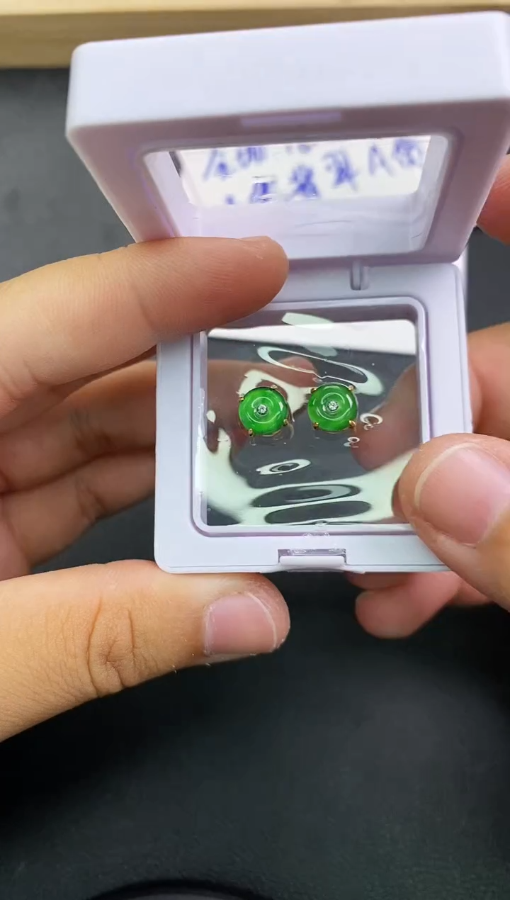 颈饰银S925镶嵌翡翠天然翡翠耳饰A货