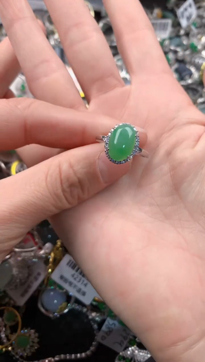银S925镶嵌戒指翡翠111    10