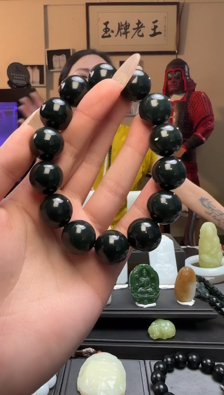 【闪购商品】和田玉青玉圆珠未镶嵌手串