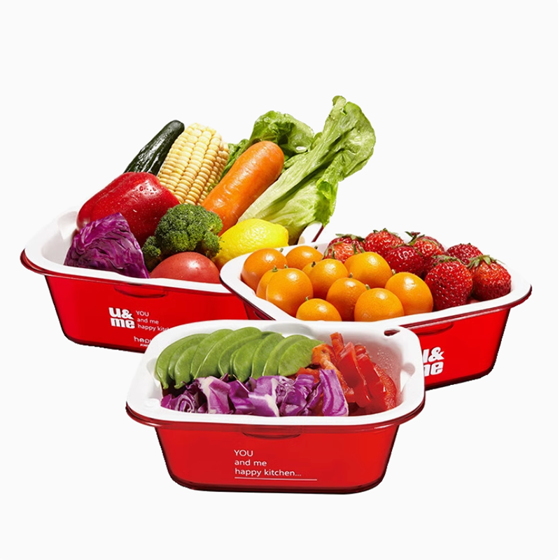 多功能沥水篮六件套双层果篮多用途盆滤水盆E682