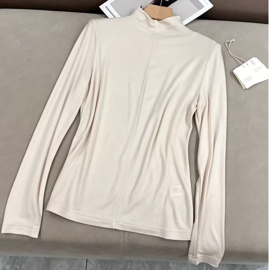 针织常规款长袖百搭高领纯色T恤轻职风紧身半高领时尚休闲修身