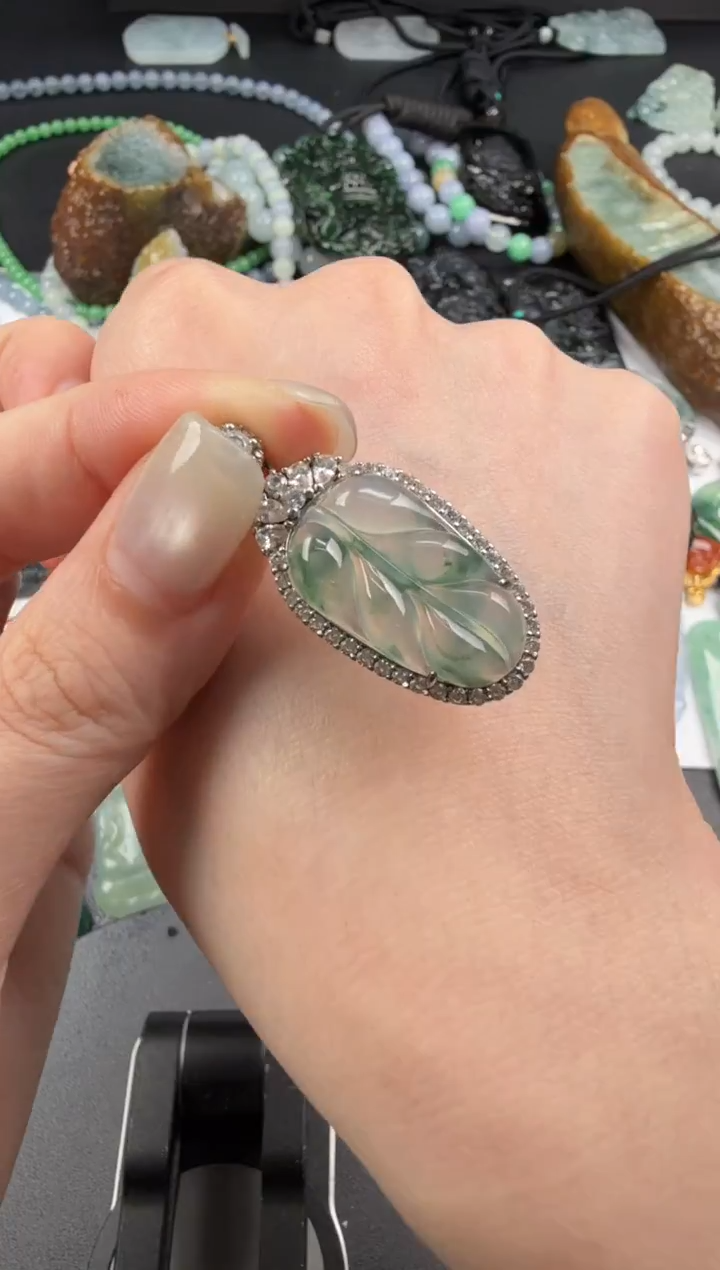 吊坠(不含链)银S925镶嵌翡翠翡翠饰品-255