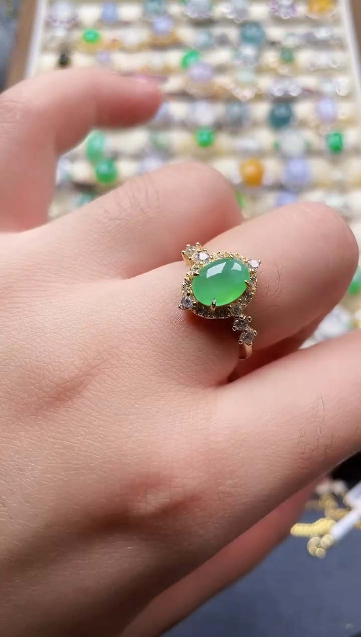 银S925镶嵌戒指翡翠179