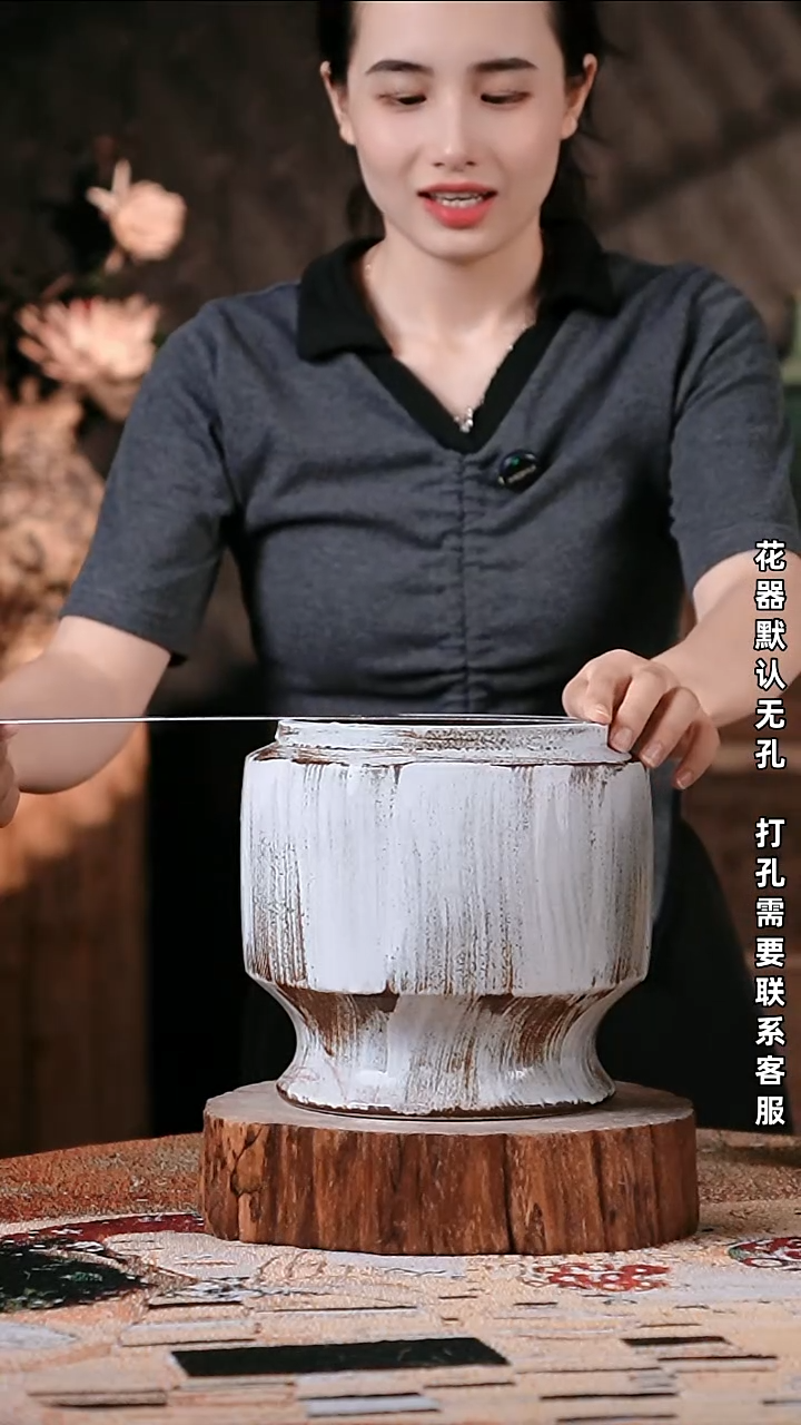 摆件景德镇高温陶瓷花器16*20