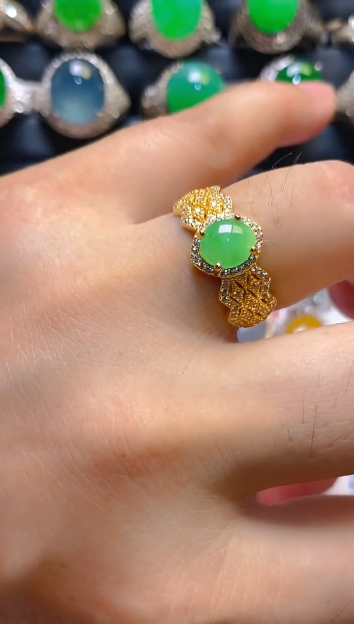 翡翠银S925镶嵌耳饰天然