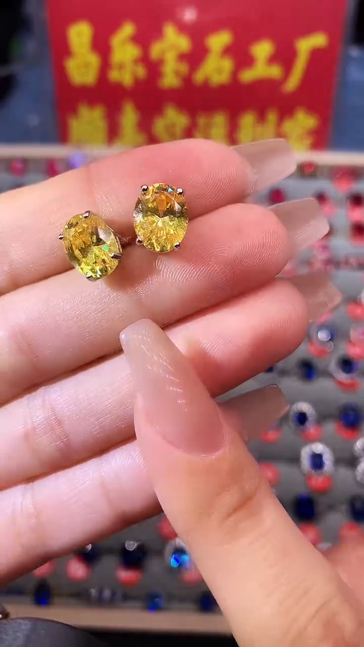 【闪购商品】黄晶耳饰银S925镶嵌11111111