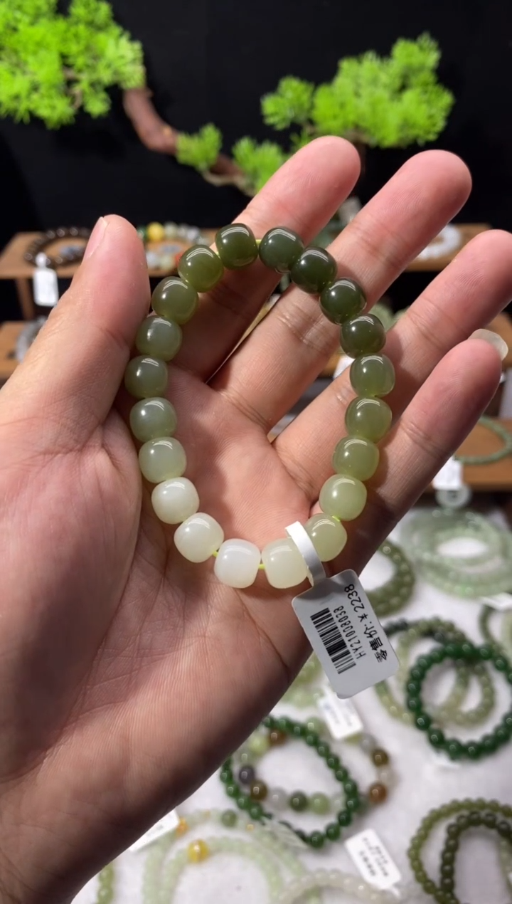 【闪购商品】和田玉手链未镶嵌渐变卡10老型珠多样性发一