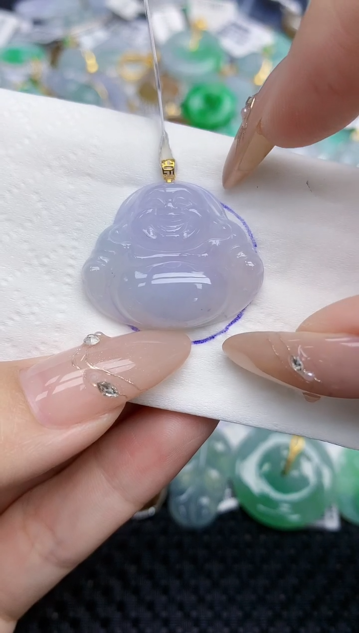 颈饰18K金镶嵌翡翠2   天然翡翠A货  百元以上9米证书费自理