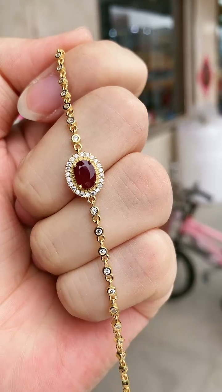 【闪购商品】红宝石手链银S925镶嵌手链