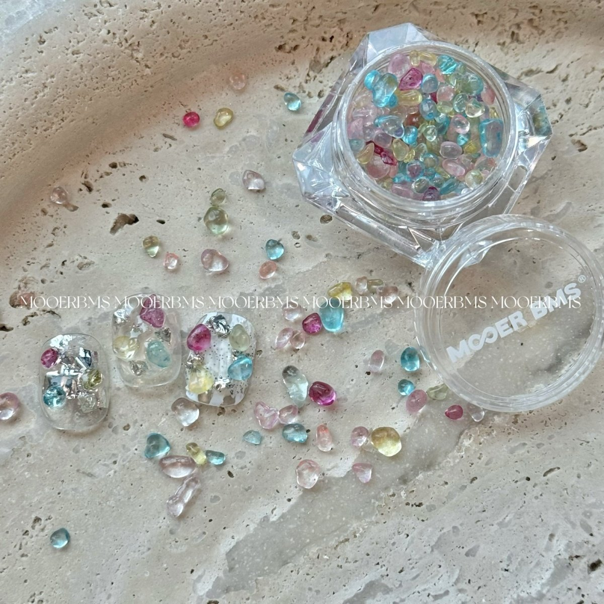 MOOERBMS彩宝糖果泡泡珠1-4mm彩色混装原石美甲饰品素材美甲钻