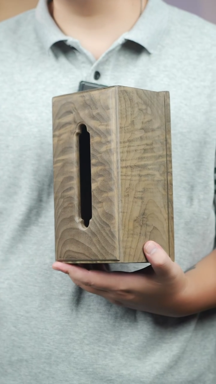 金丝楠983号阴沉满花榫卯原木纸巾盒