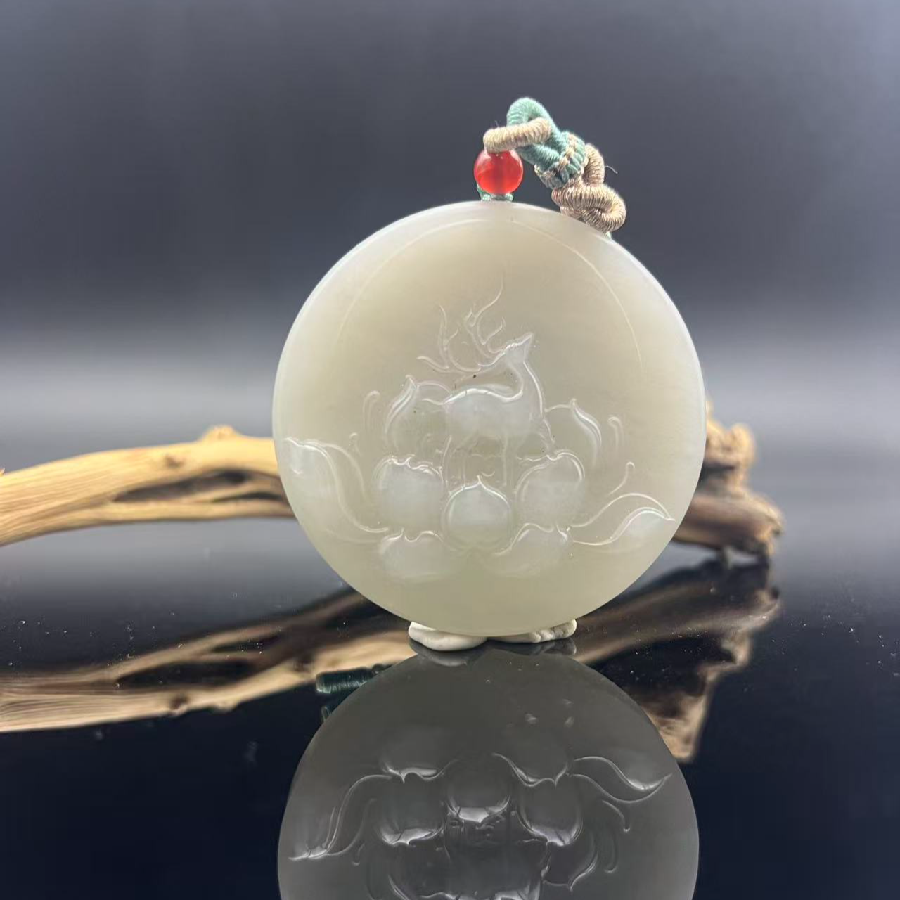 和田玉烟紫一路有你吊坠3068