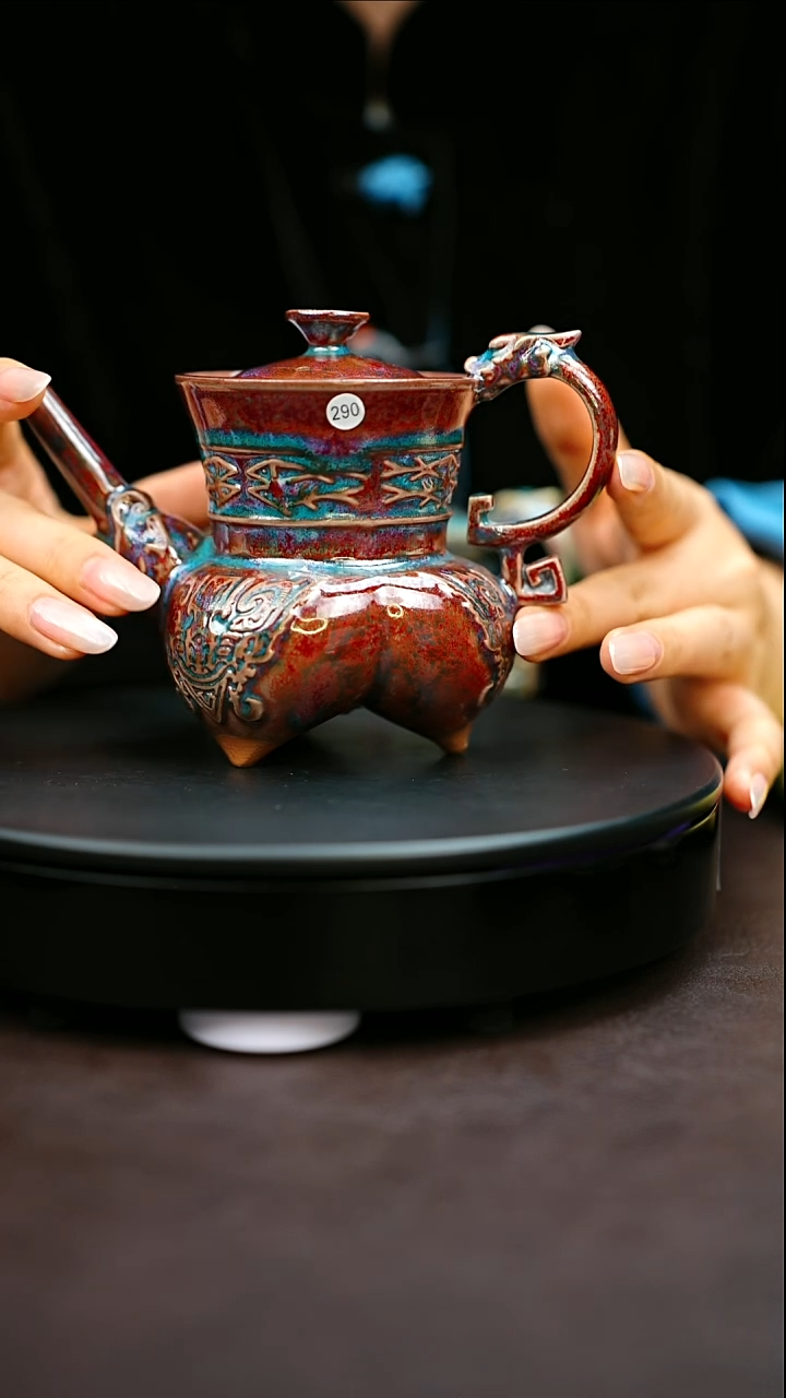 290#原矿钧瓷炉钧釉仰韶壶