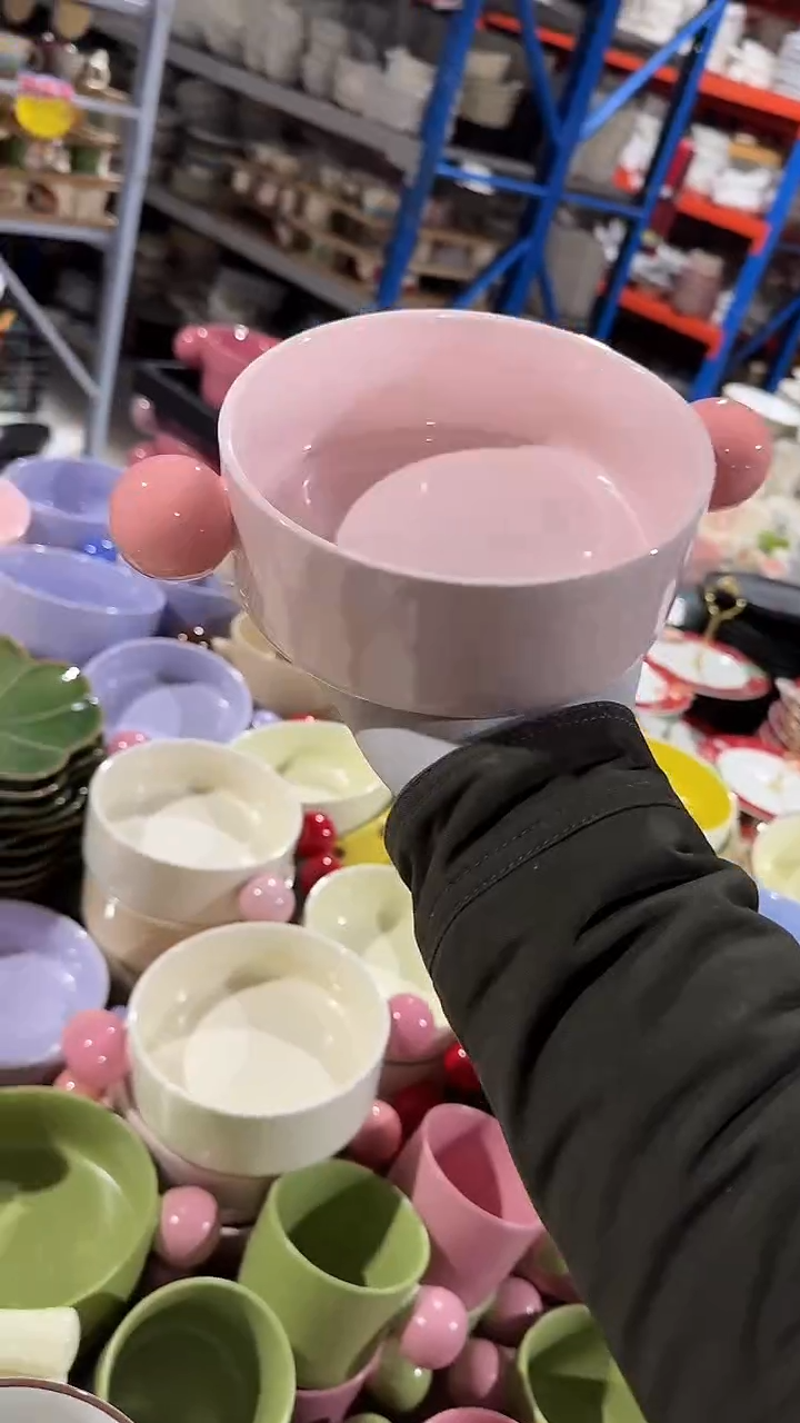 陶瓷球球双耳碗微瑕 凑满20元包邮