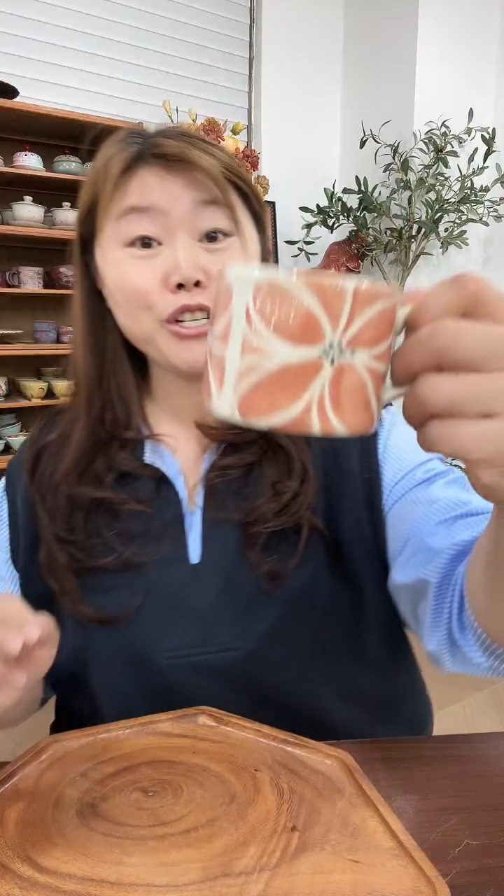 陶001胭脂红马克杯