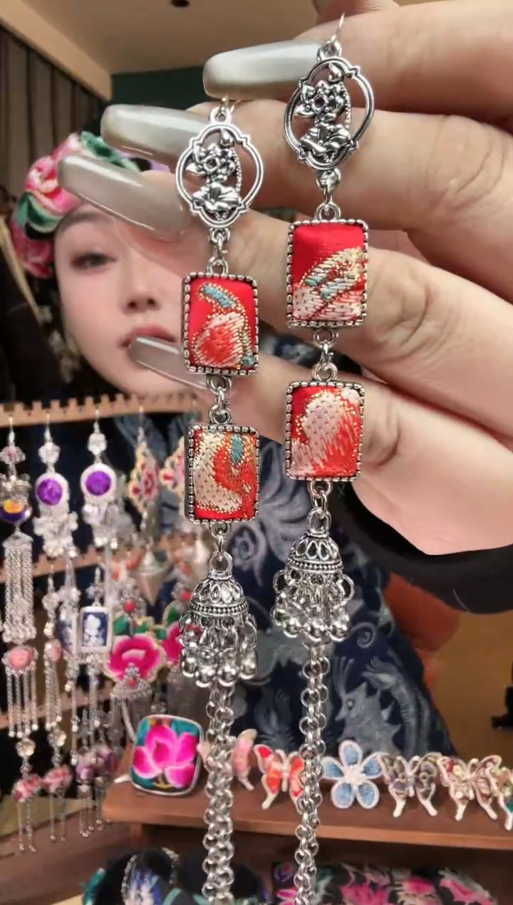 刺绣纯手工民族风刺绣耳环