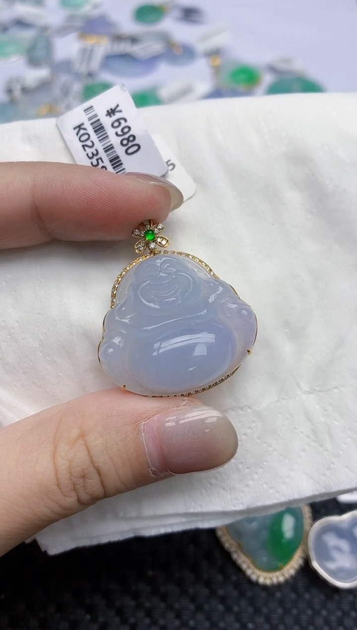 【闪购商品】翡翠颈饰18K金镶嵌天然翡翠A货