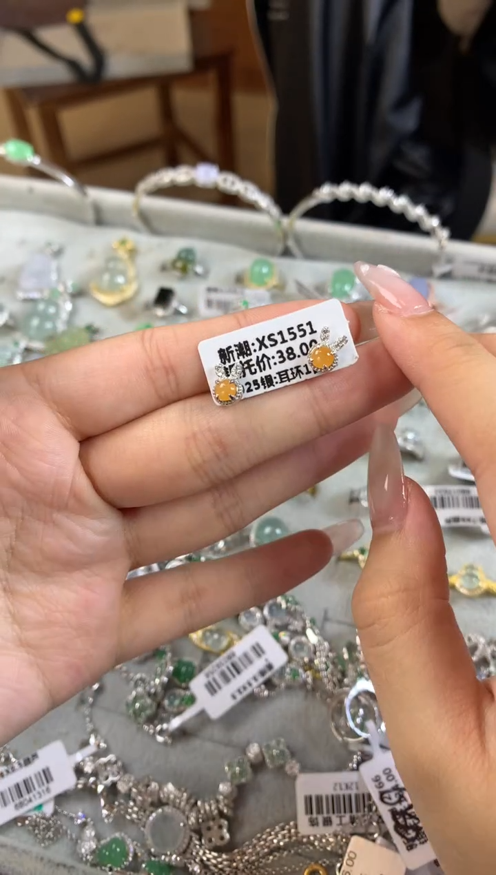 银S925镶嵌戒指翡翠耳饰19