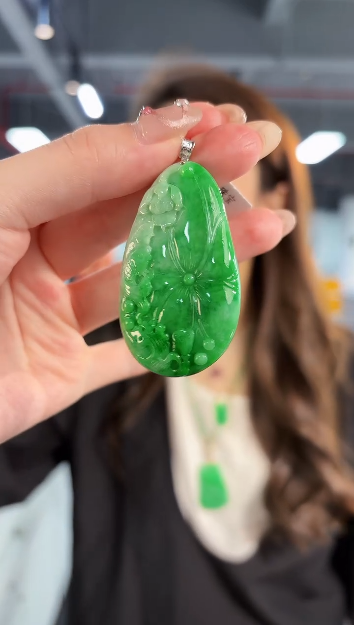 【闪购商品】翡翠颈饰18K金镶嵌缅料A货/支持复检/一件